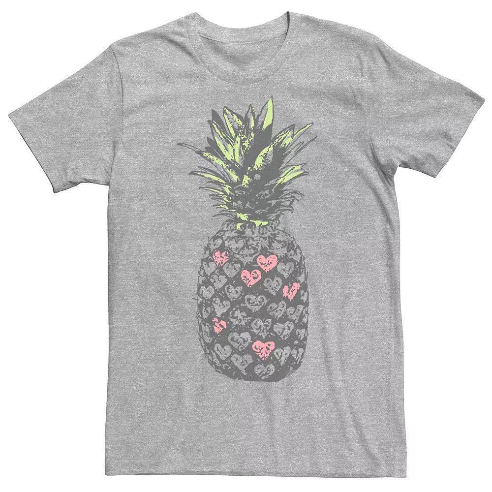 Mens Pineapple Heart Fill Sketch Graphic Tee Athletic Grey Product Image