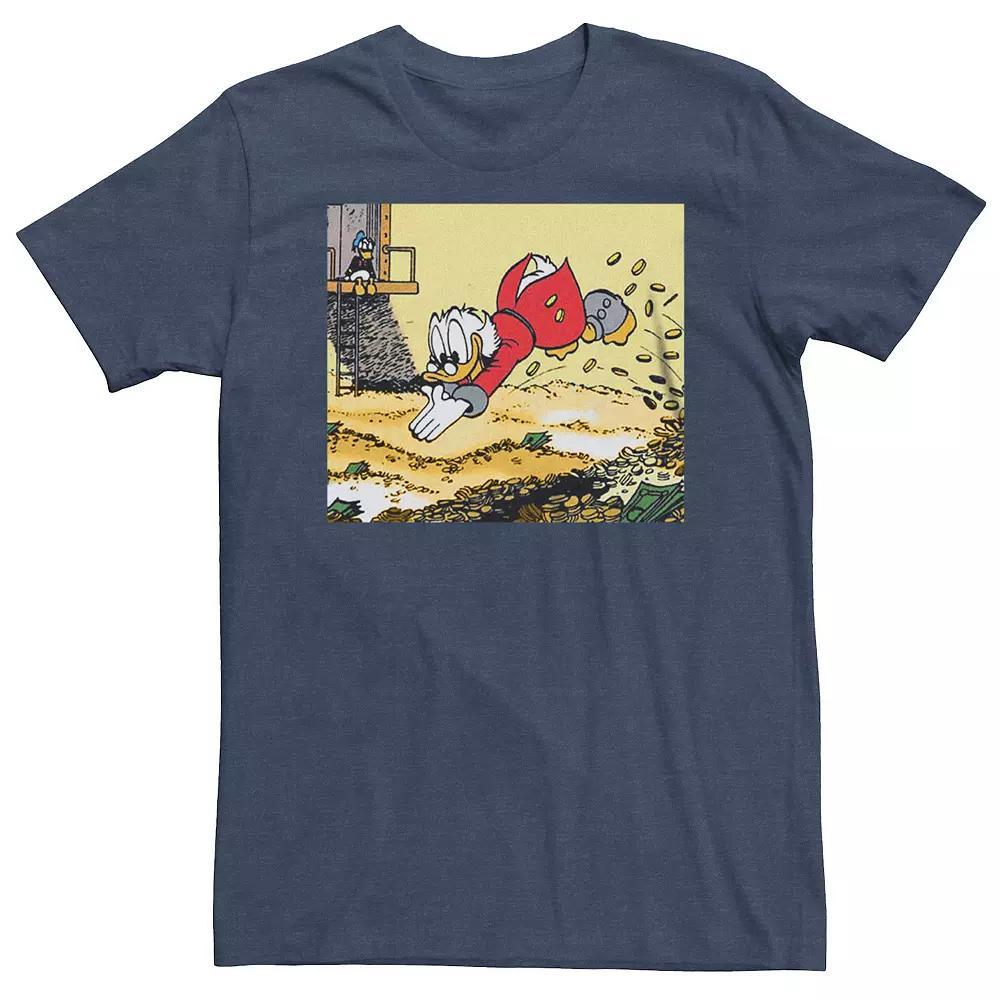 Big & Tall Scrooge McDuck Diving In Money Pool Tee, Men's, Size: 4XL Tall, Navy Grey Product Image