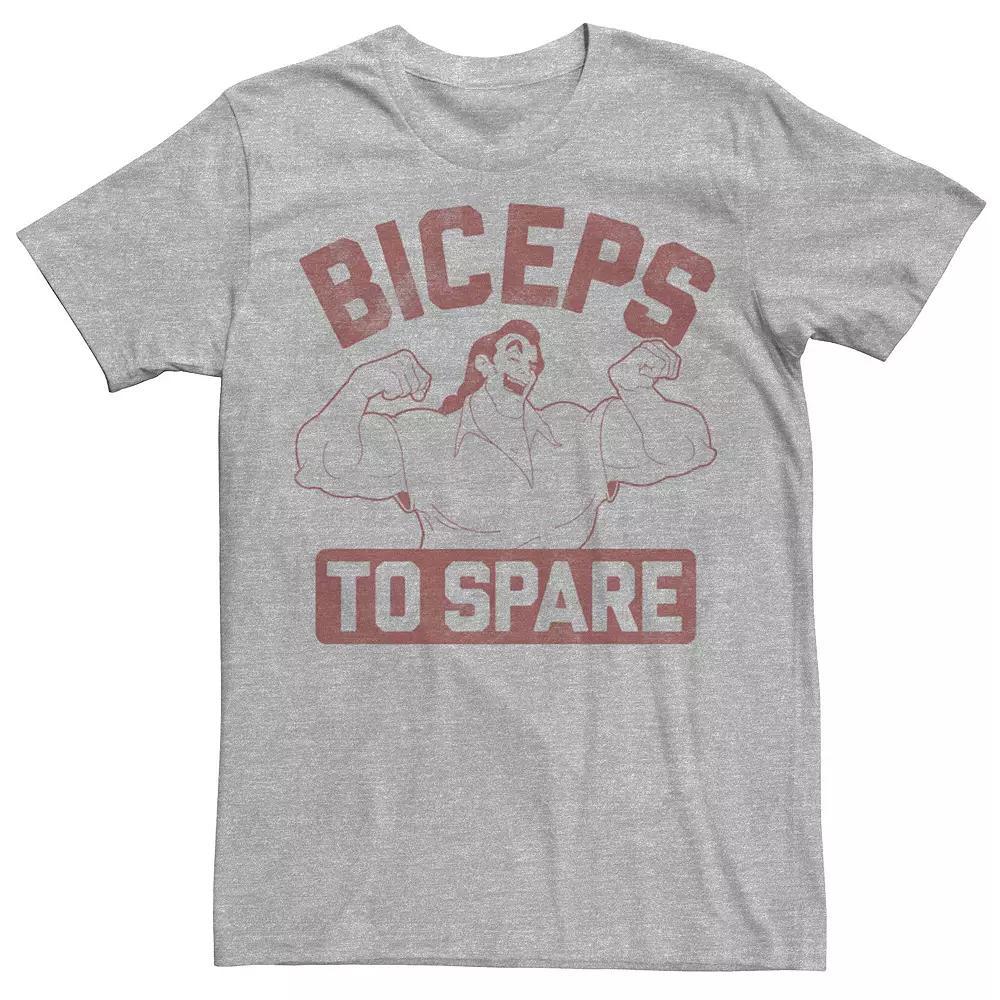Disney's Beauty And The Beast Gaston Outline Biceps To Spare Men's Tee, Size: Small, Athletic Grey Product Image