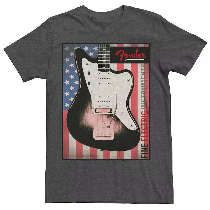 Men's Fender Fine Instruments USA Flag Poster Graphic Tee, Size: XXL, Grey Heather Product Image