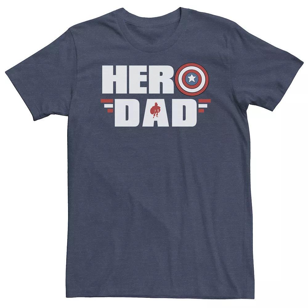 Big & Tall Marvel Father's Day Captain America Shield Hero Dad Logo Tee, Men's, Size: 4XL, Navy Grey Product Image