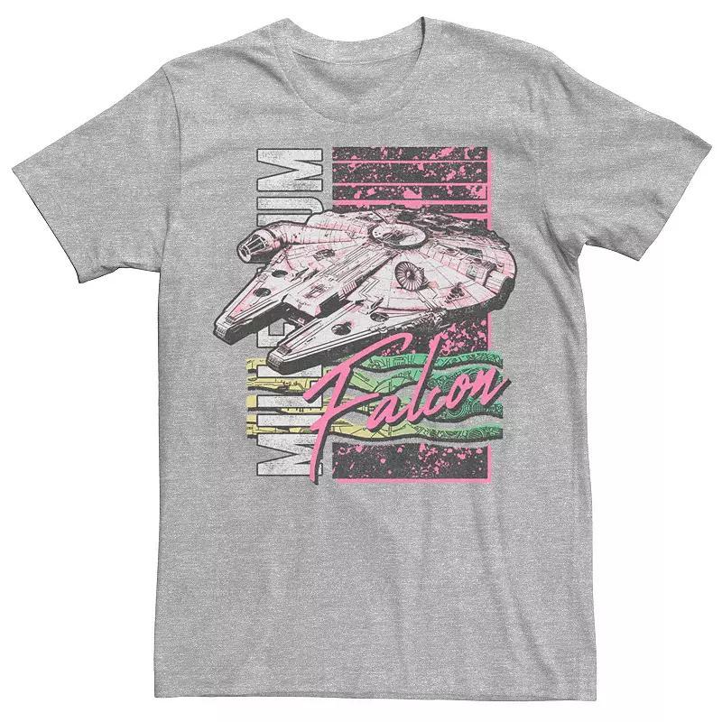 Mens Star Wars Neon Vintage Millennium Falcon Tee Athletic Grey Product Image