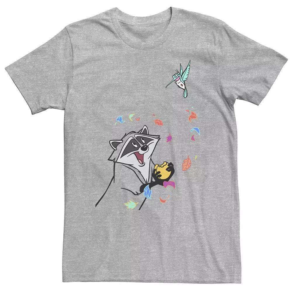 Big & Tall Disney Pocahontas Meeko Flit Colorful Leafs Fall Tee, Men's, Size: 3XL, Athletic Grey Product Image