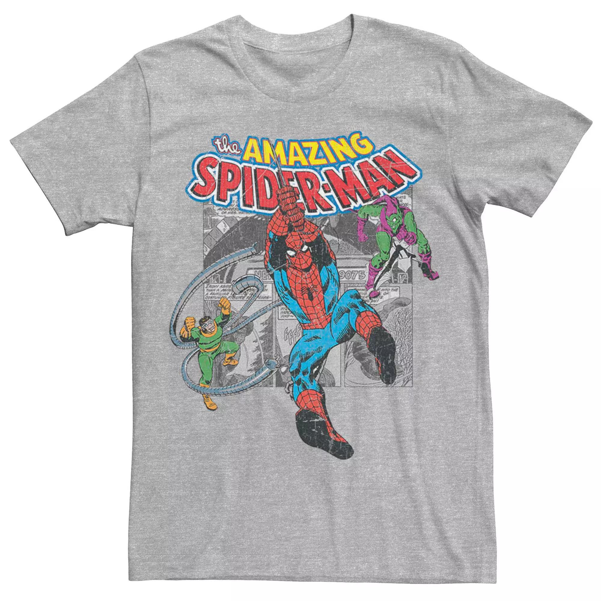 Men's Marvel's Spider-Man Vintage Collage Tee, Size: XL, Athletic Grey Product Image