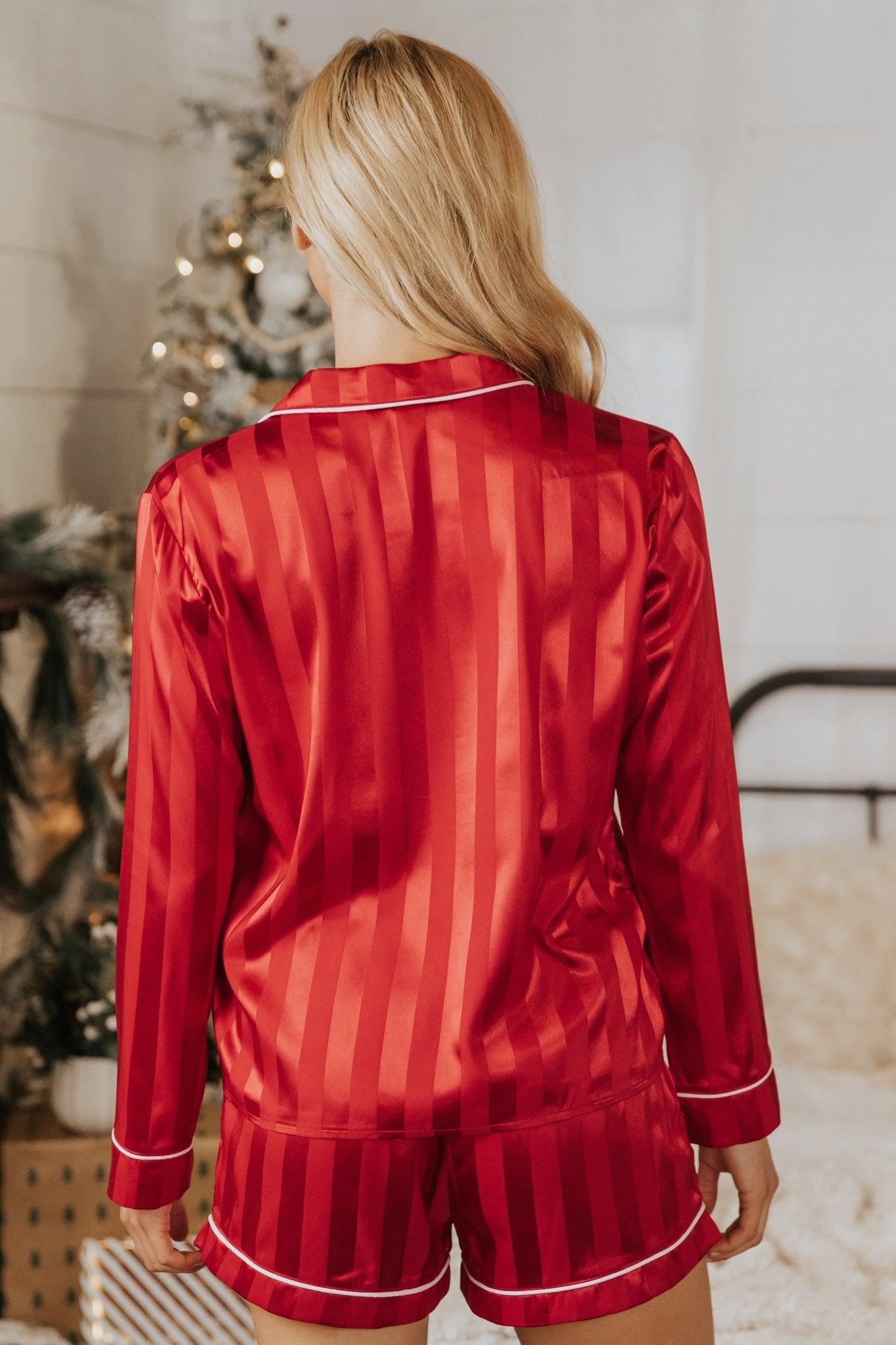 Dreamy Red Satin Two-Piece Pajama Set - FINAL SALE Female Product Image