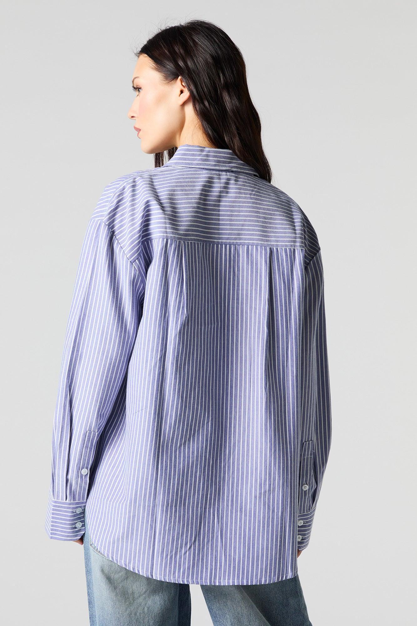 Oversized Pinstriped Button-Up Top Female Product Image