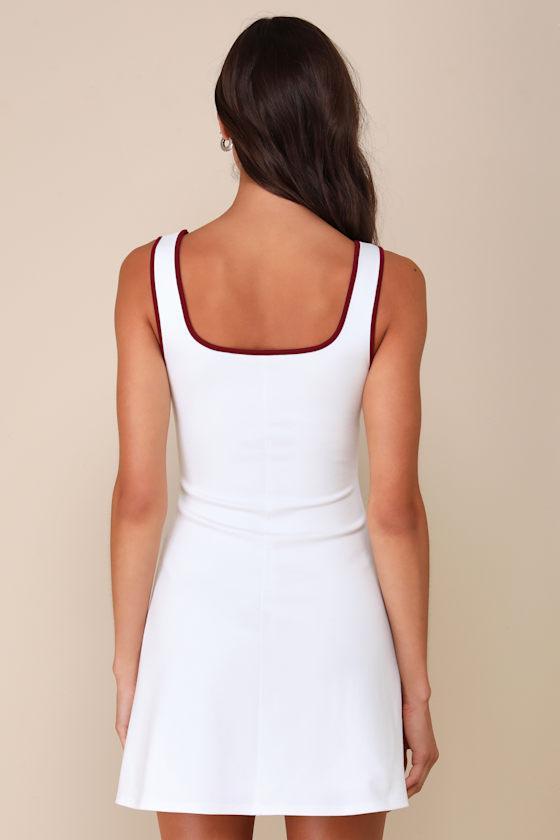 Cutest Allure Ivory Bow Square Neck Sleeveless Mini Dress Product Image