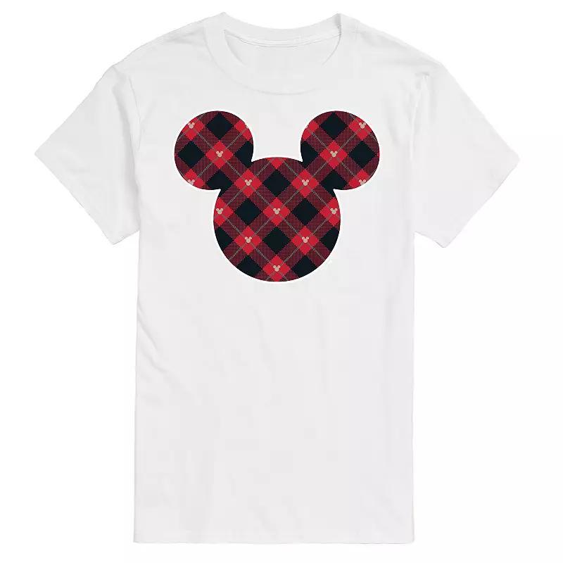 Disney's Mickey Mouse Men's Silhouette Plaid Fill Graphic Tee, Size: Small, Black Product Image
