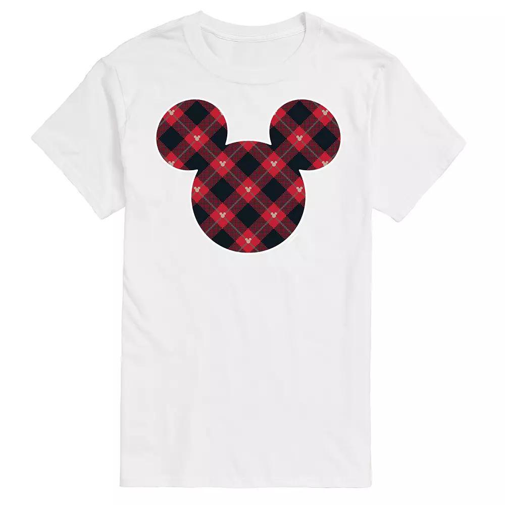 Disney's Mickey Mouse Men's Silhouette Plaid Fill Graphic Tee, Size: Small, Black Product Image