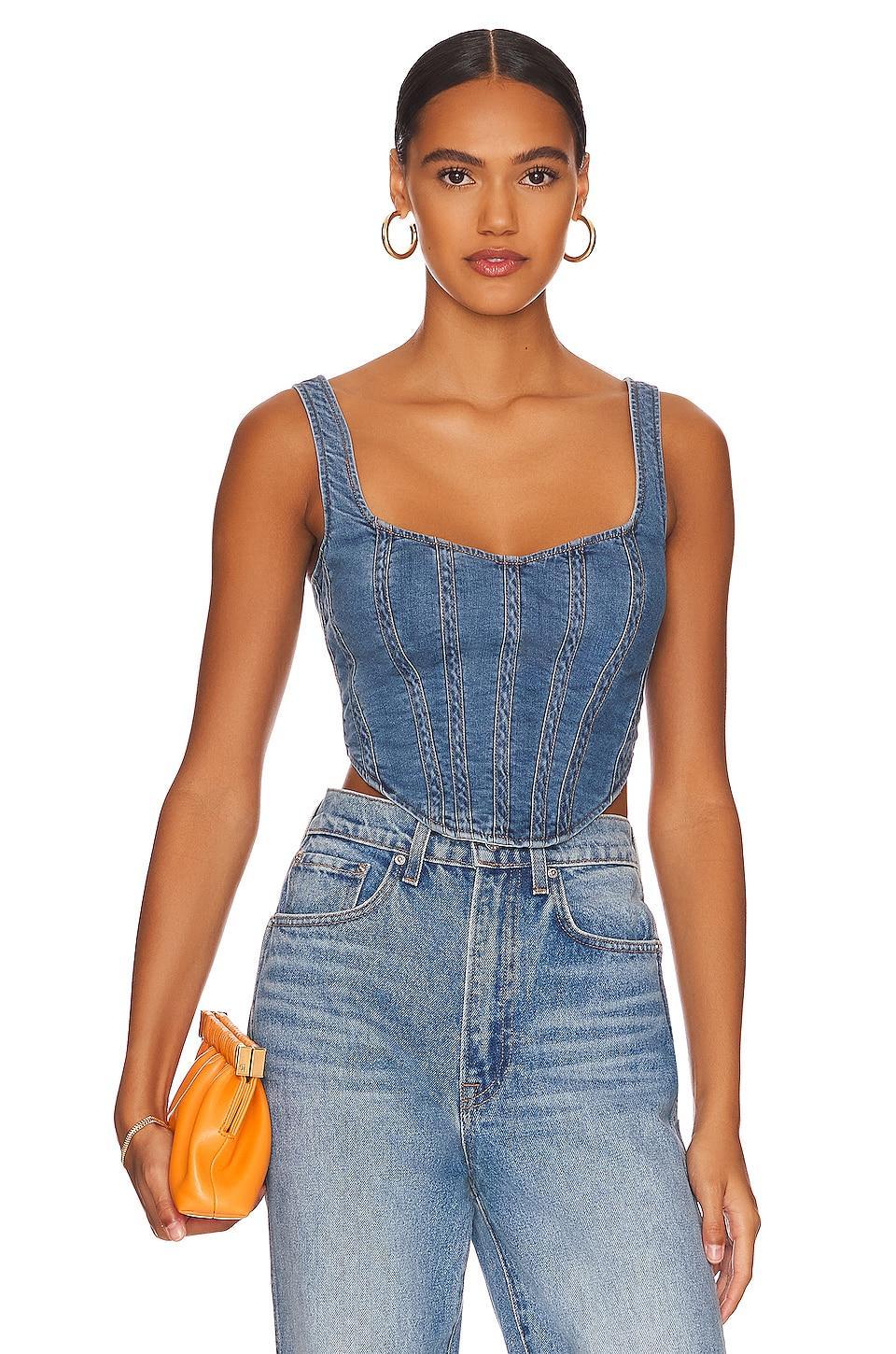 Denim Corset Bustier Bardot Product Image