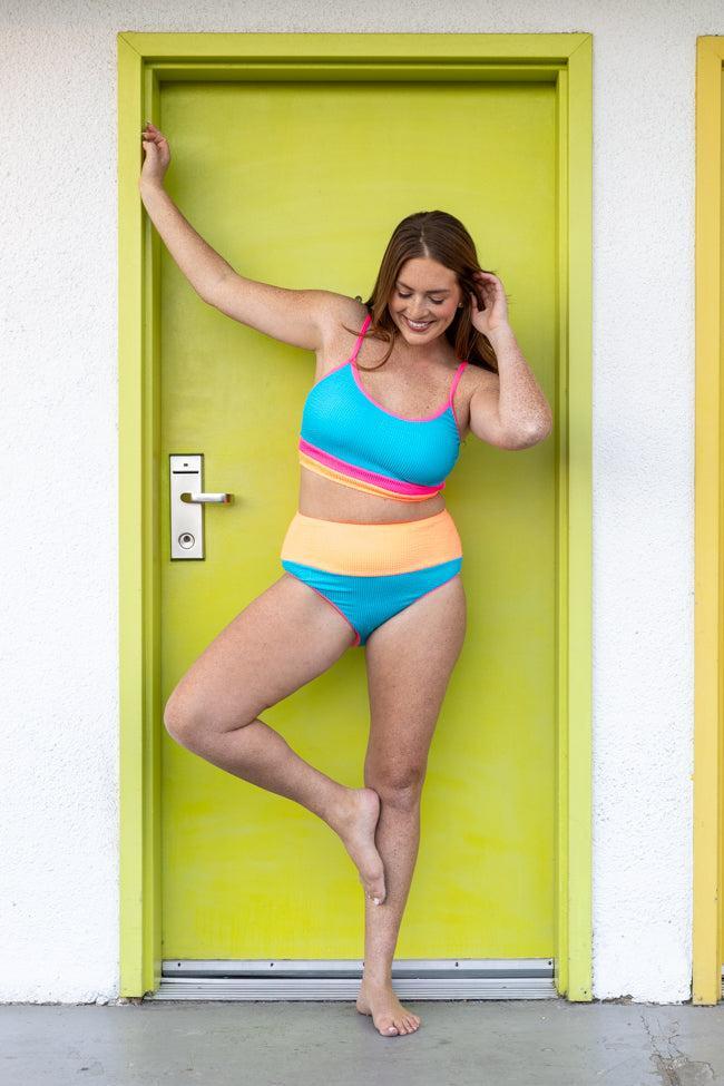 Do Not Disturb Blue Color Block Bikini Bottoms FINAL SALE Product Image
