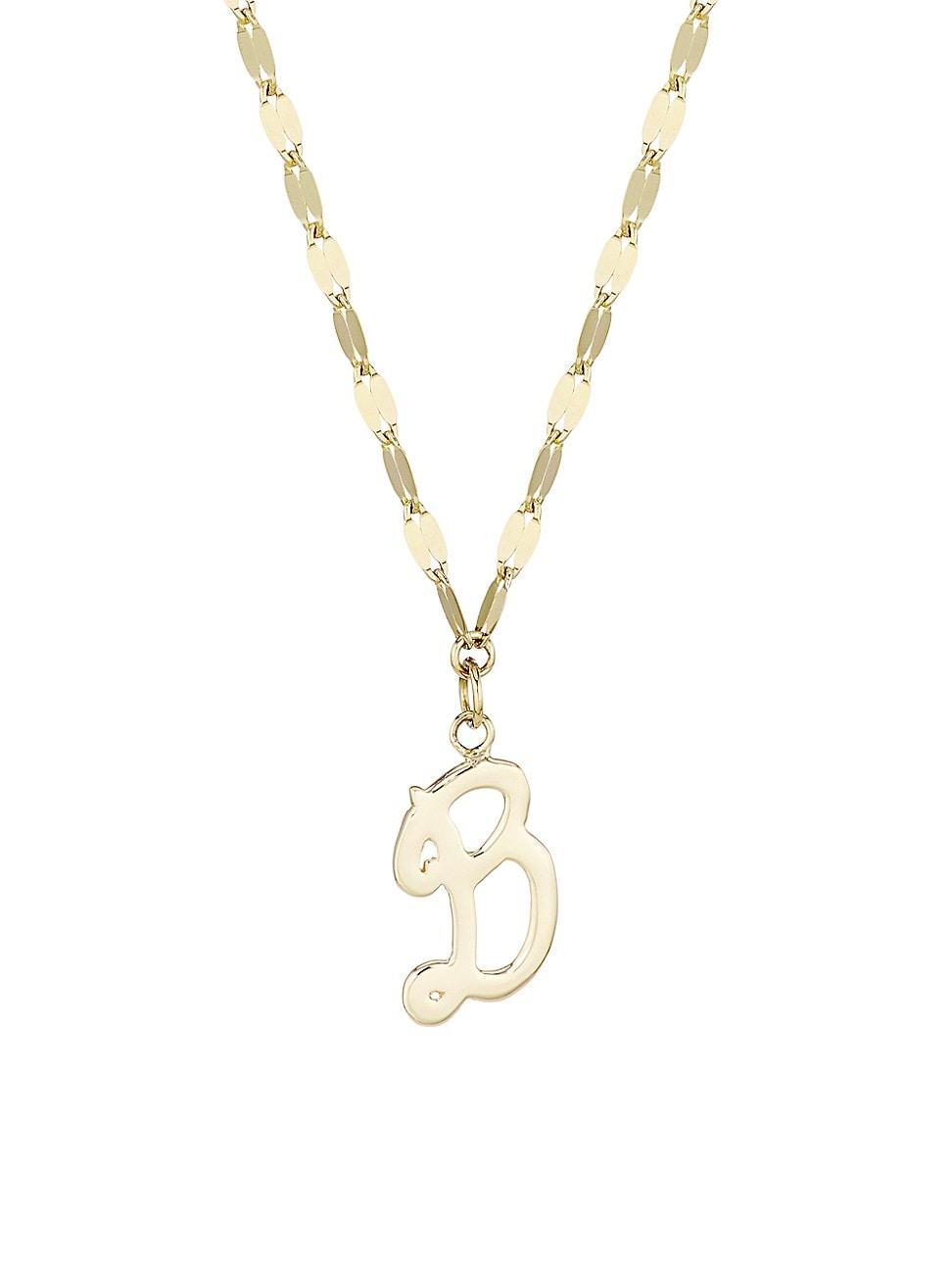 Womens 14K Yellow Gold Cursive Initial Pendant Necklace Product Image