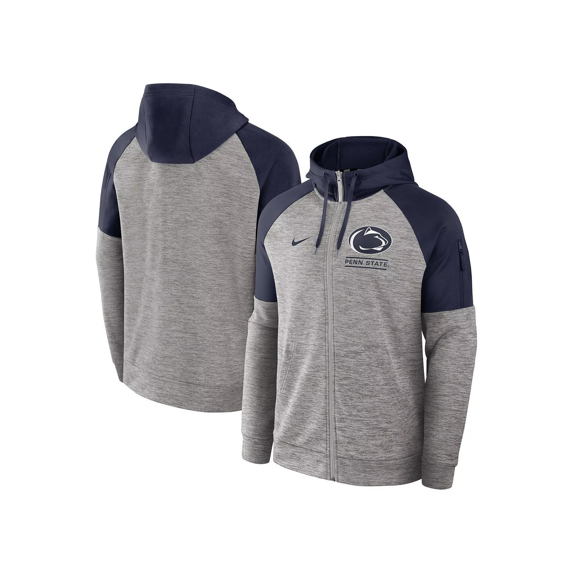 Mens Nike Heather Gray Penn State Nittany Lions Fitness RaglanPerformance Full-Zip Hoodie Product Image