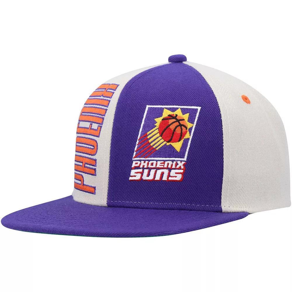 Mens Mitchell & Ness Cream/Purple Phoenix Suns Hardwood Classics Pop Snapback Hat Product Image