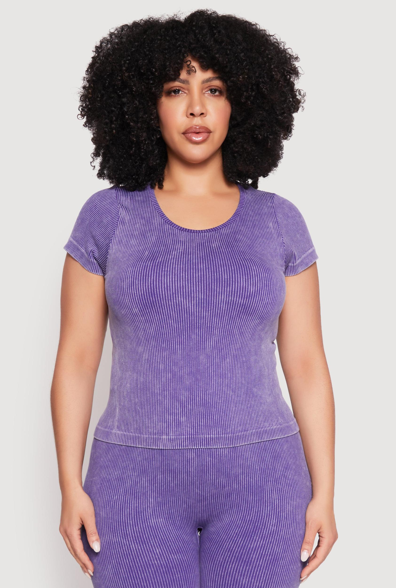 Womens Plus Size Compression Rib Seamless Mineral Wash Top Product Image