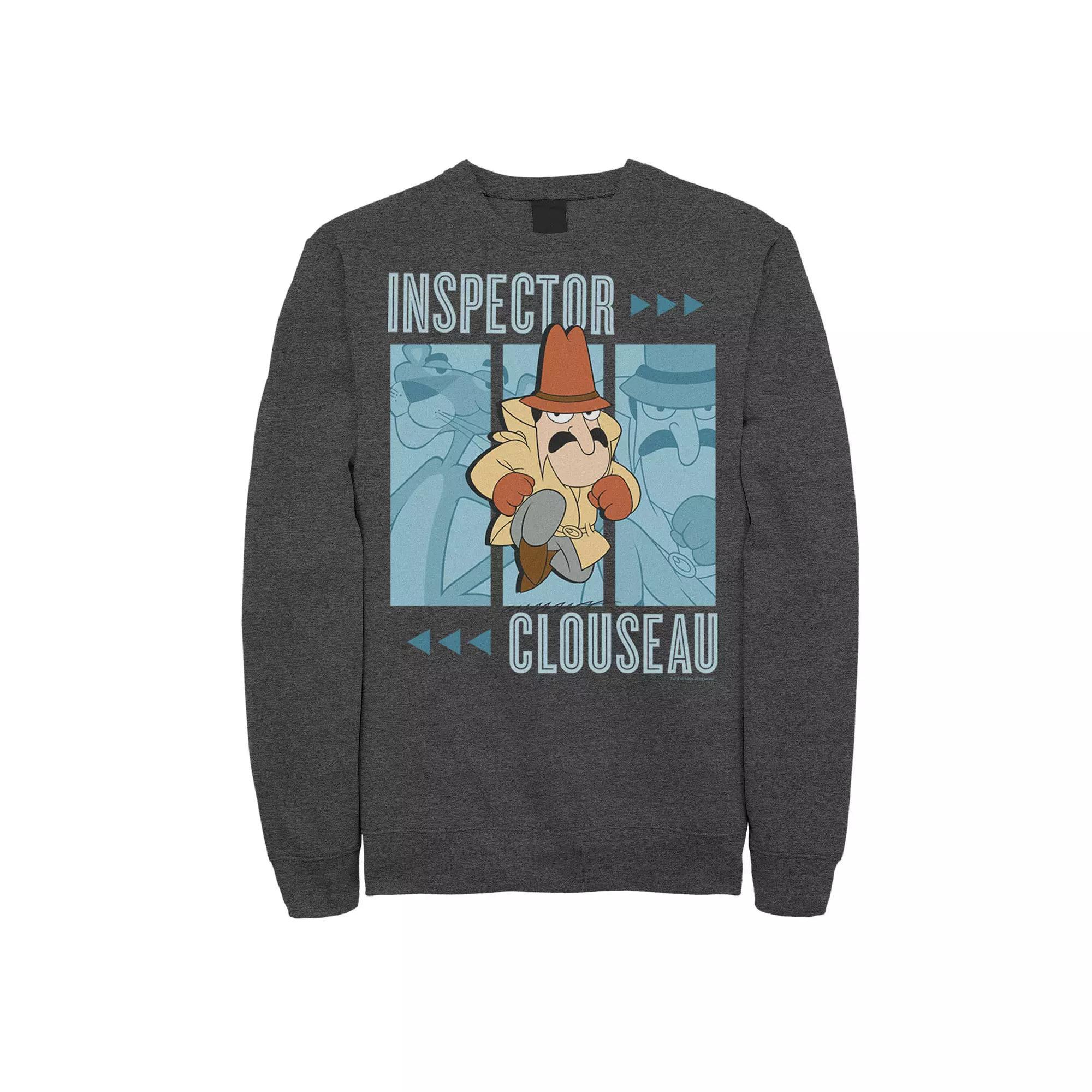 Men's Pink Panther Inspector Clouseau Trio Panels Graphic Fleece Pullover, Size: Medium, Char Product Image