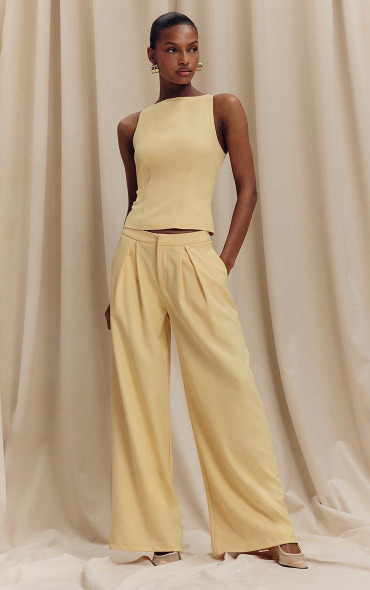 Lemon Racer Neck Detail Top Product Image
