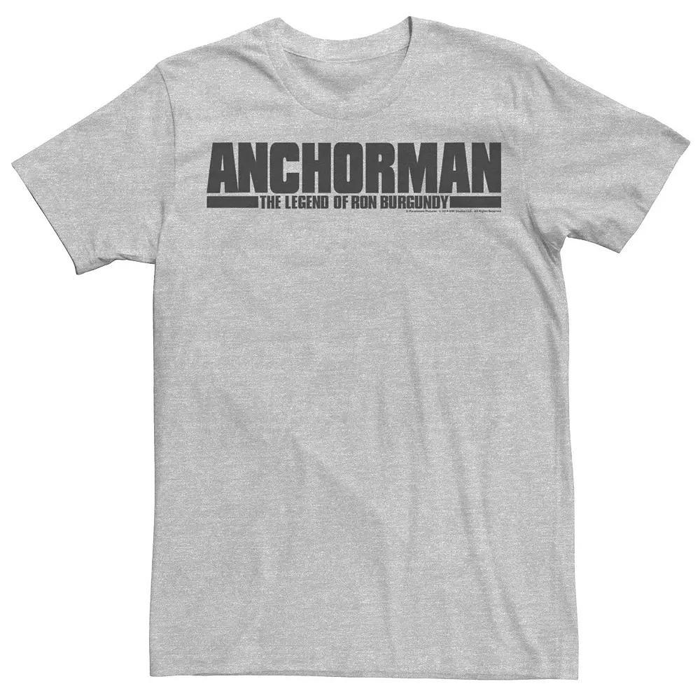 Men's Anchorman The Legend Of Ron Burgundy Logo Tee, Size: Medium, Athletic Grey Product Image