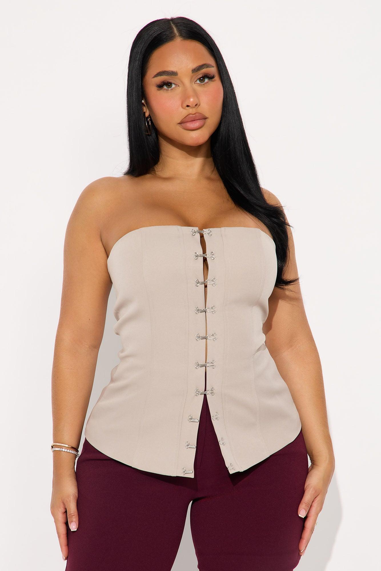 Come Through Corset Top - Taupe Female Product Image