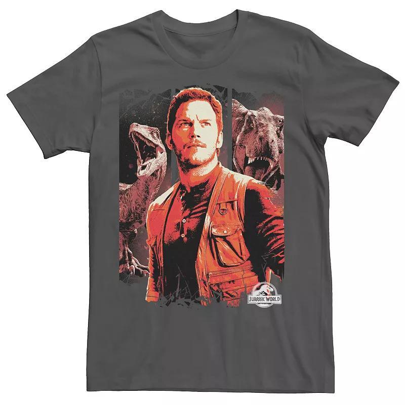 Men's Jurassic World Two Owen and Dinosaurs Red Hue Panel Portrait Tee, Size: Medium, Blue Product Image