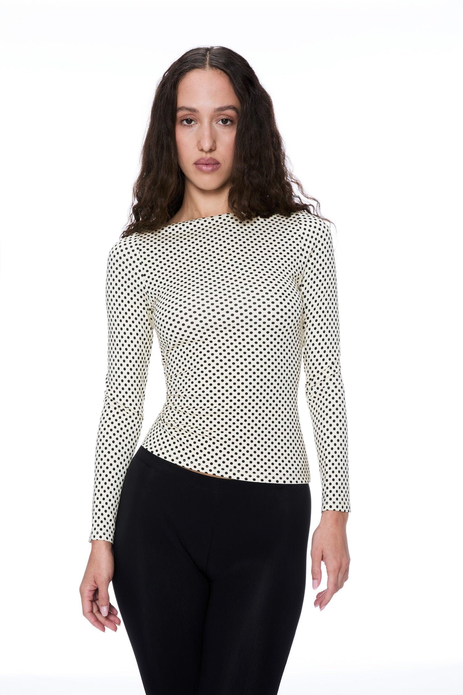 AMELIA TOP - BUTTER POLKA DOT Product Image