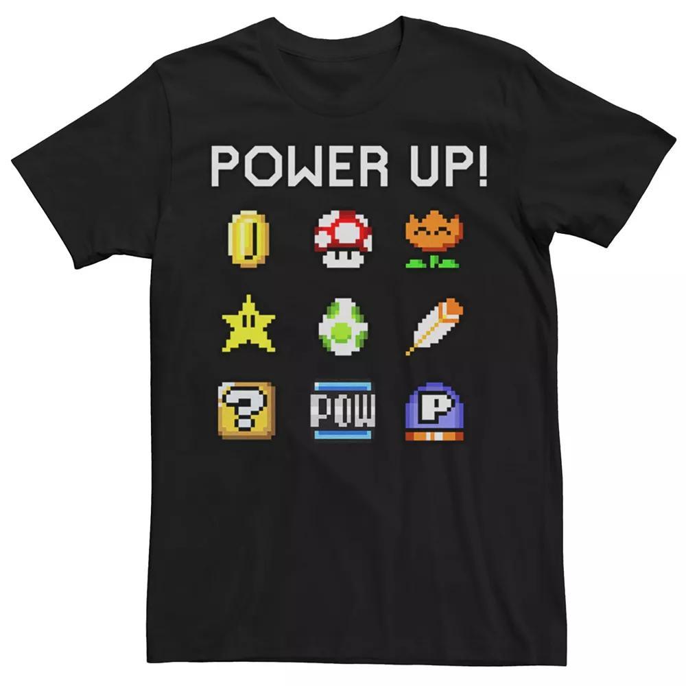 Men's Nintendo Super Mario Power Up Items Tee, Size: 3XL, Black Product Image