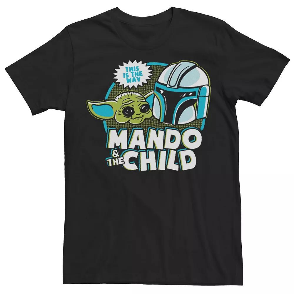 Men's Star Wars: The Mandalorian & The Child Retro Cartoon Tee, Size: Medium, Black Product Image