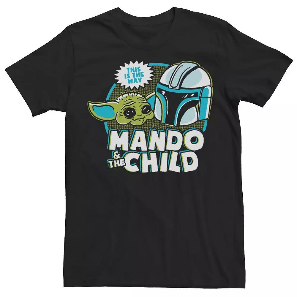 Men's Star Wars: The Mandalorian & The Child Retro Cartoon Tee, Size: Medium, Black Product Image