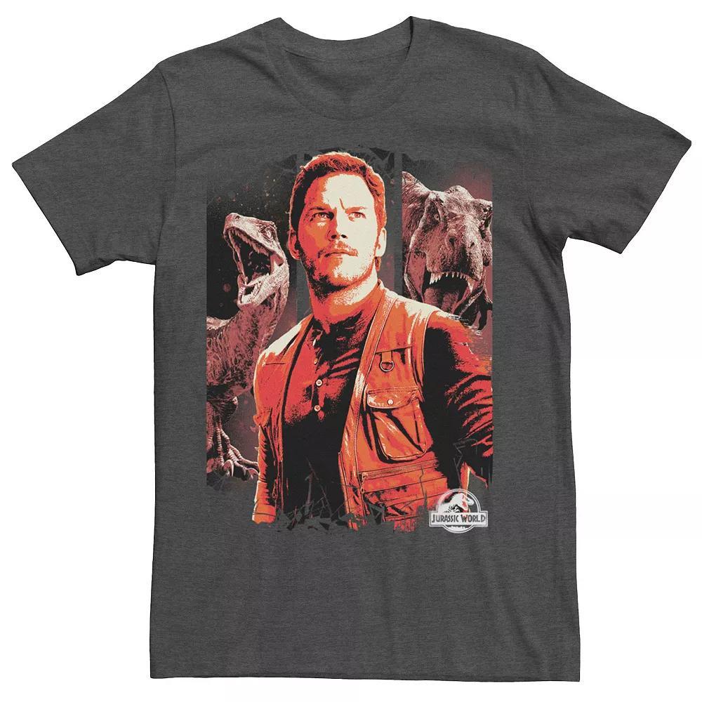 Men's Jurassic World Two Owen and Dinosaurs Red Hue Panel Portrait Tee, Size: Medium, Blue Product Image