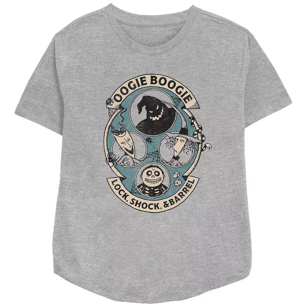 Disney's The Nightmare Before Christmas Oogie Boogie Lock, Shock, & Barrel Women's Relaxed Fit Graphic Tee, Size: Large, Athletic Grey Product Image