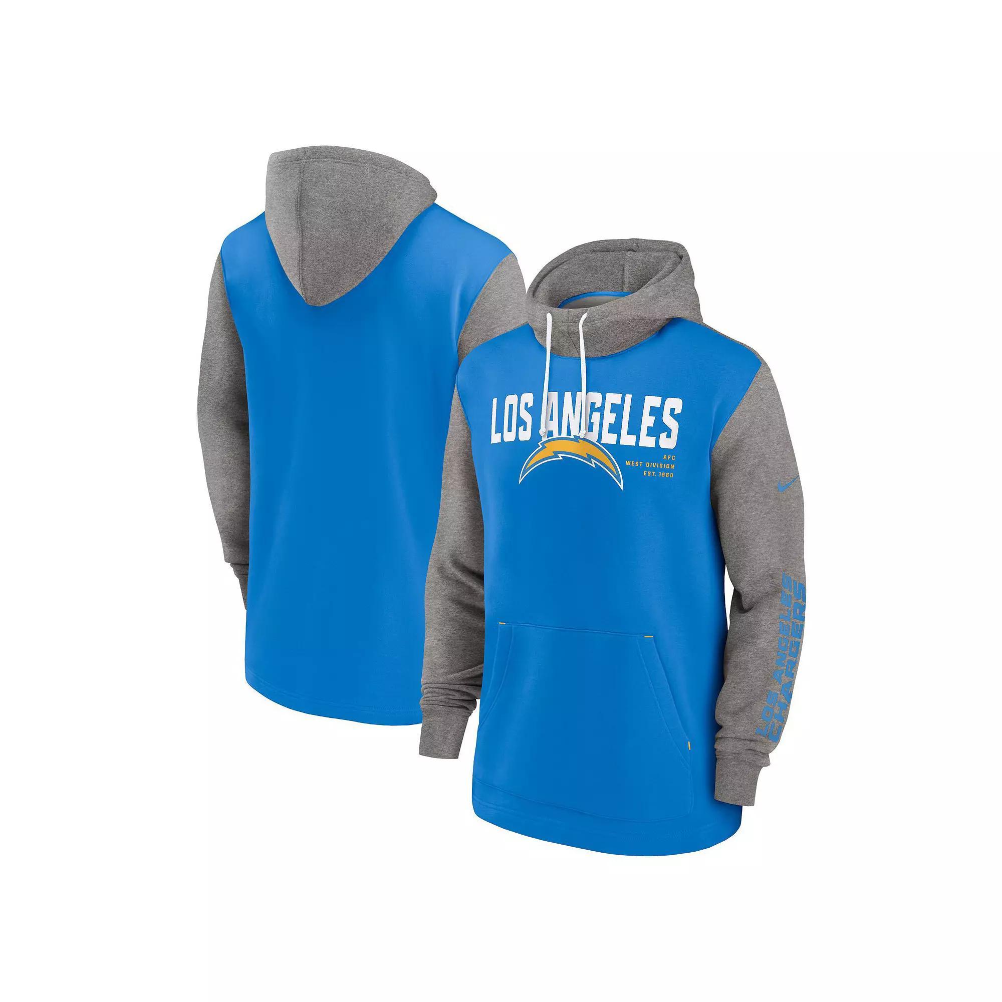 Men's Nike Powder Blue Los Angeles Chargers Fashion Color Block Pullover Hoodie, Size: 3XL, Light Product Image