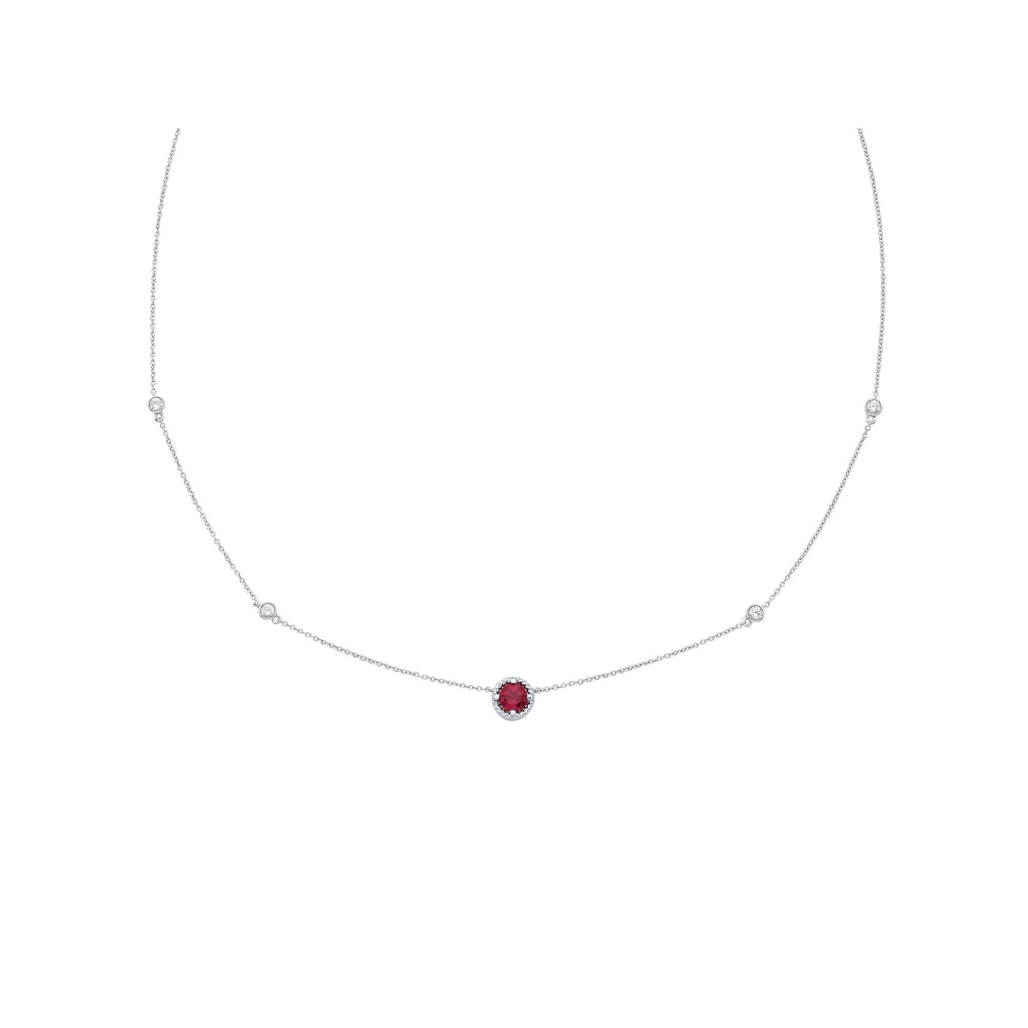 Boston Bay Diamonds Sterling Silver Lab-Grown Ruby & White Sapphire Necklace, Women's, Size: 18-20" ADJ Product Image