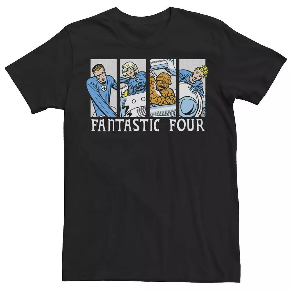 Men's Marvel Fantastic Four Group Shot Comic Themed Panels Tee, Size: XXL, Black Product Image