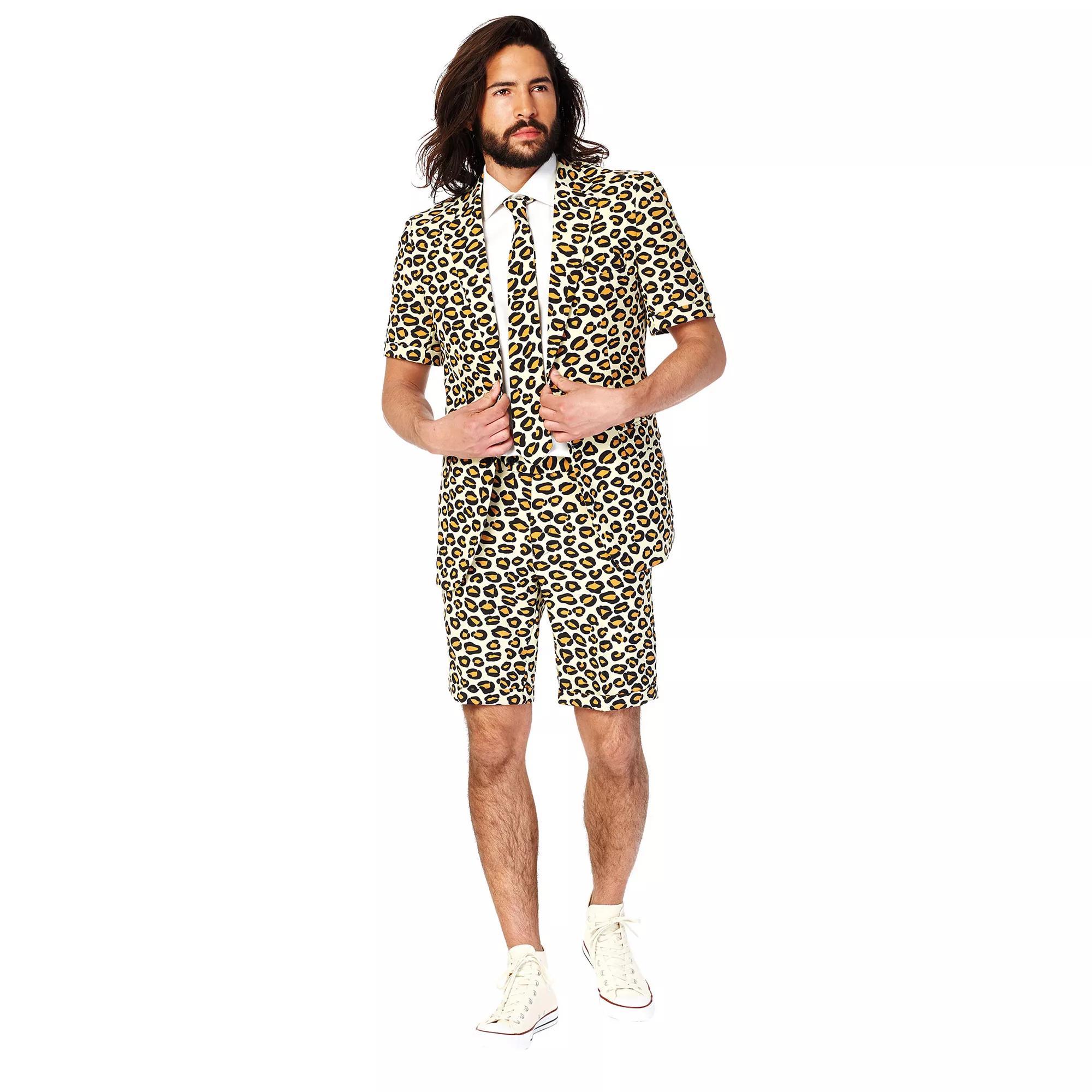 Men's OppoSuits Slim-Fit Novelty Short Sleeve Suit & Tie Set, Size: 42 - Regular, Blue Pink Product Image