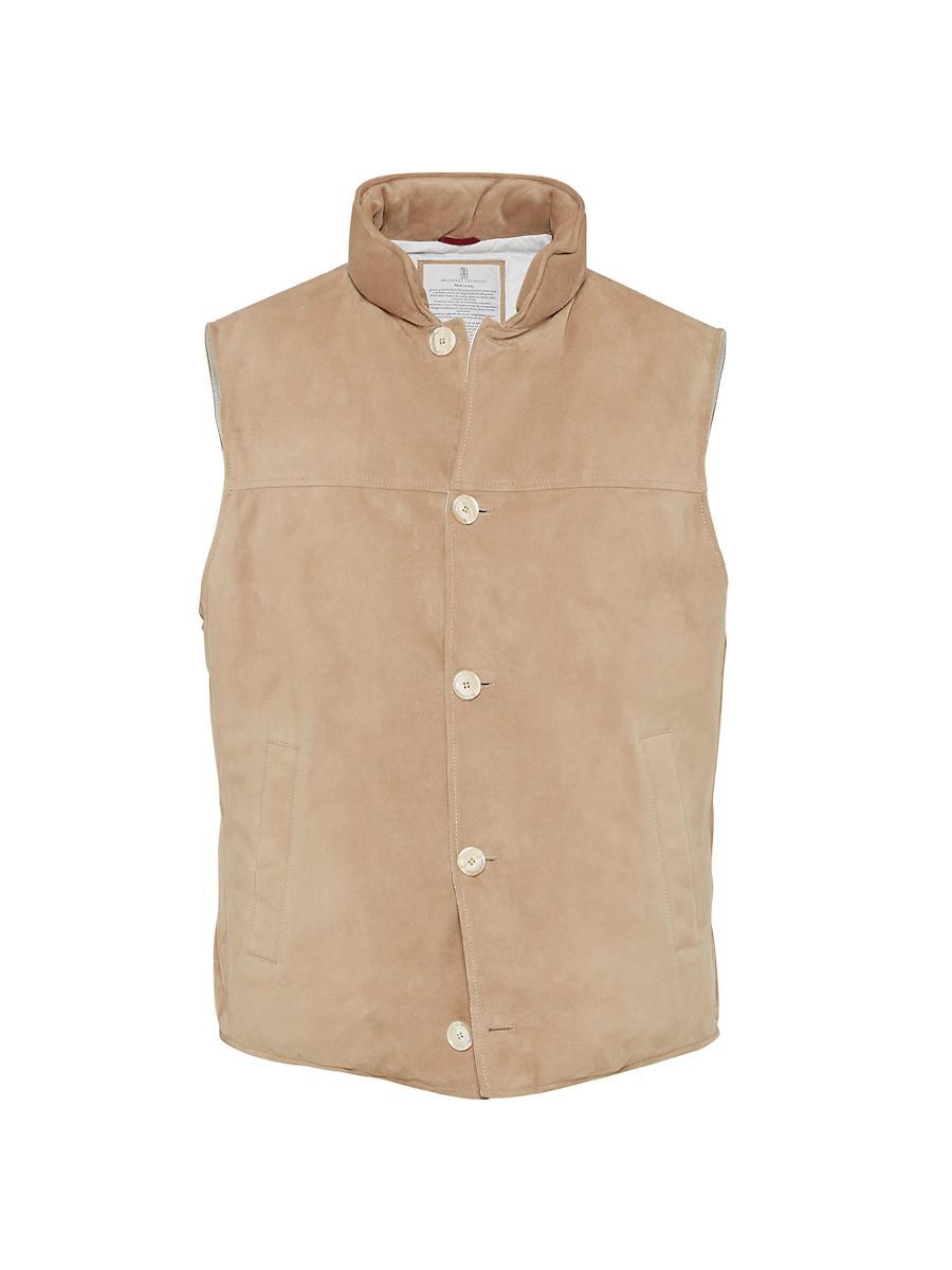 Mens Suede Down Vest Product Image