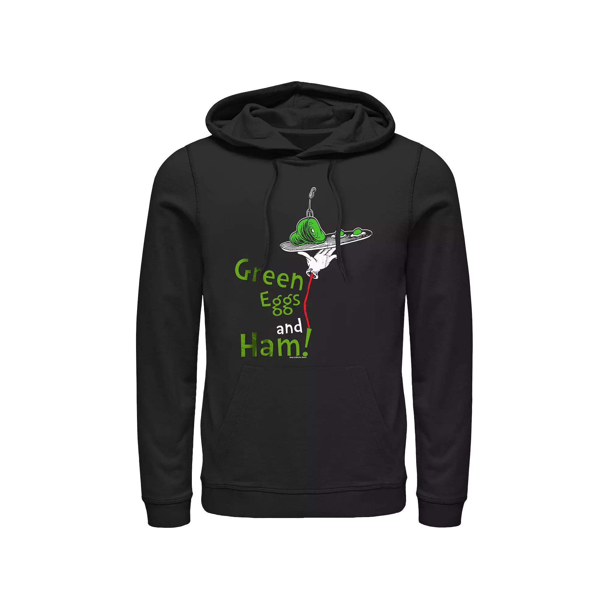 Men's Dr. Seuss Green Eggs And Ham Are Served Graphic Hoodie, Size: XXL, Black Product Image