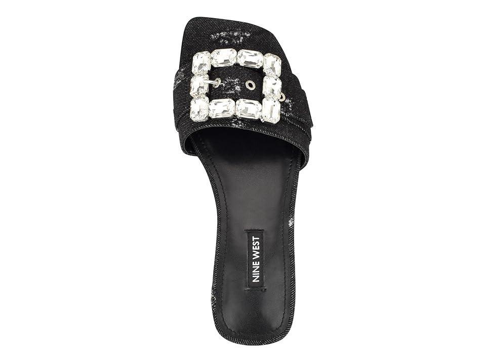 Nine West Matter Slip-on Embellished Women's Flat Sandals, Size: 7.5, Black Denim Product Image