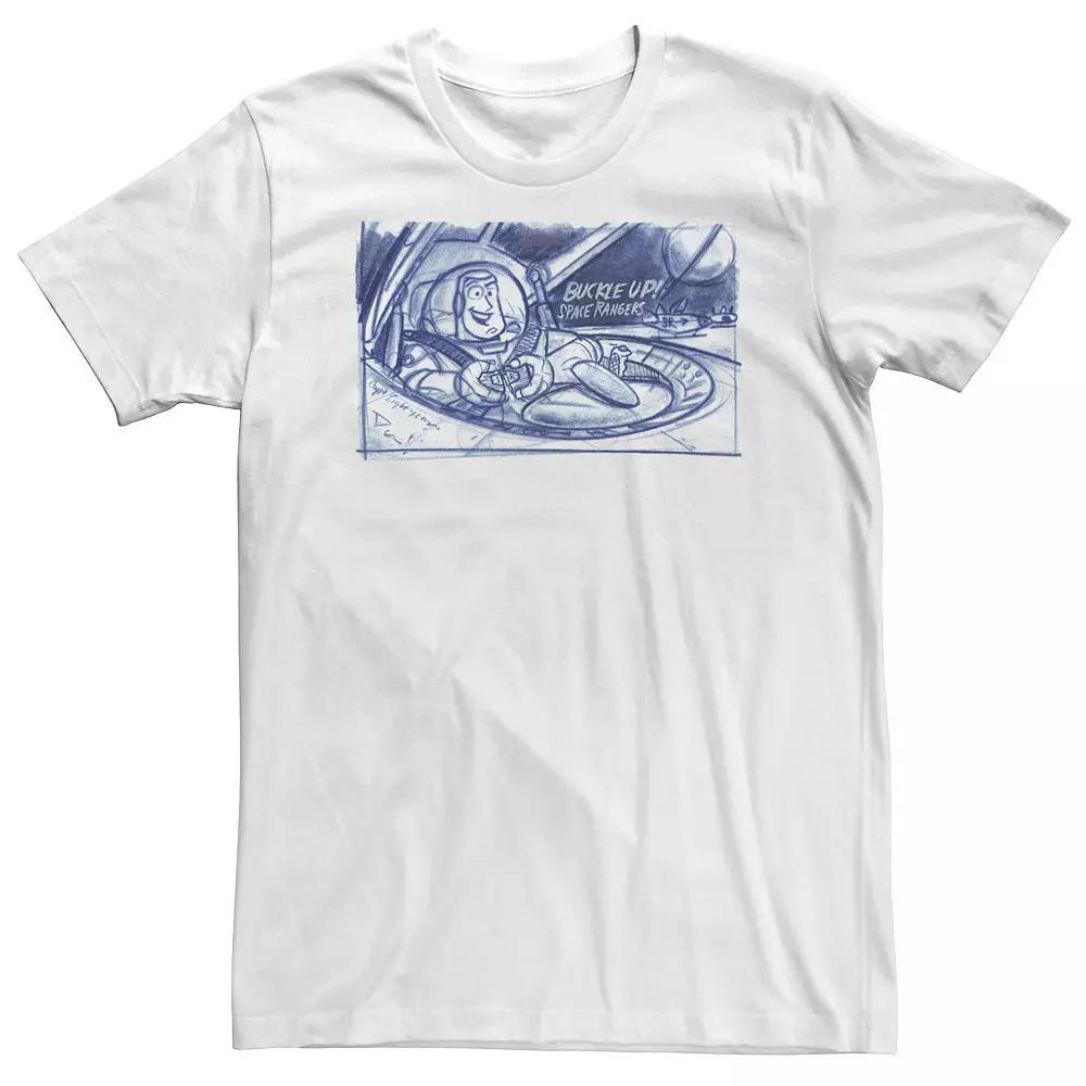 Big & Tall Disney / Pixar Toy Story Buzz Buckle Up Sketch Tee, Men's, Size: 4XL, White Product Image