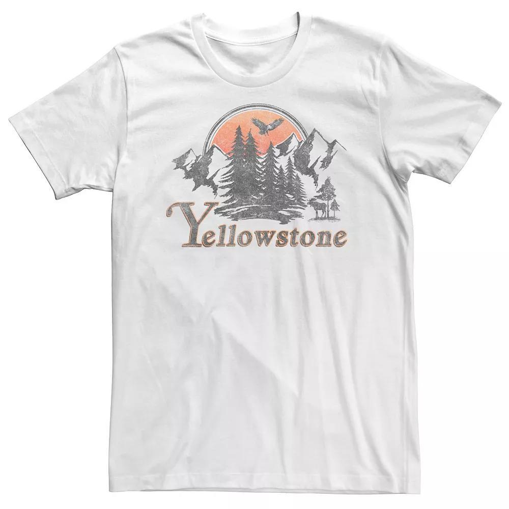 Big & Tall Yellowstone Mountains Graphic Tee, Men's, Size: 5XB, White Product Image