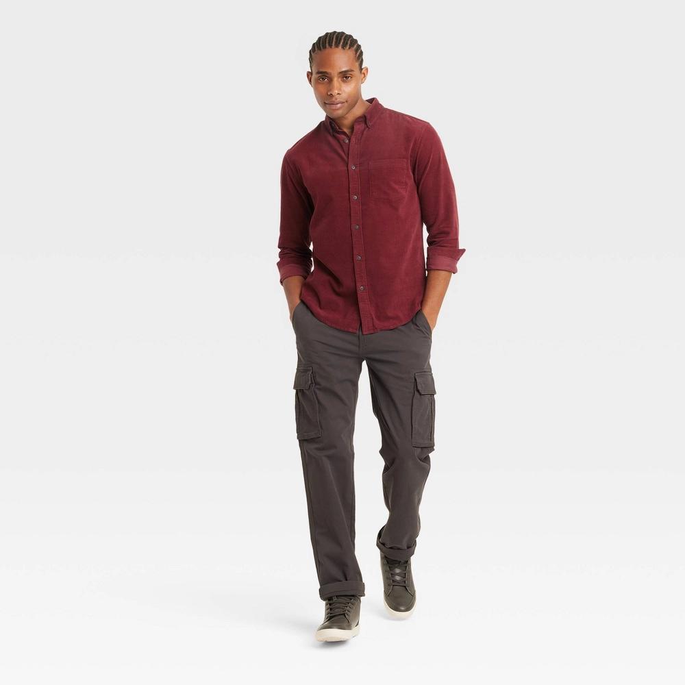 Men's Long Sleeve Mid-Weight Corduroy Button-Down Shirt - Goodfellow & Co™ Red L Product Image
