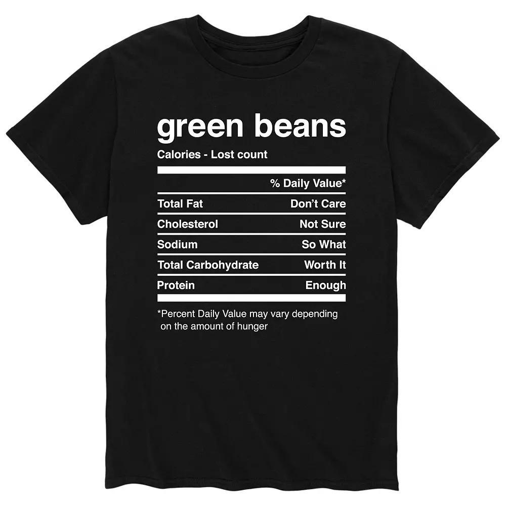 Mens Green Beans Nutrition Facts Tee Product Image