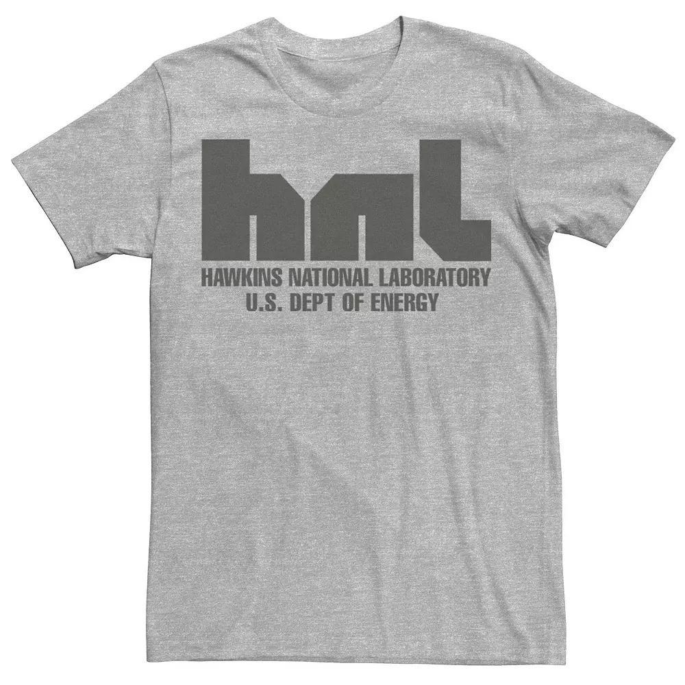 Men's Stranger Things HNL Hawkins National Laboratory Logo Tee, Size: Medium, Athletic Grey Product Image