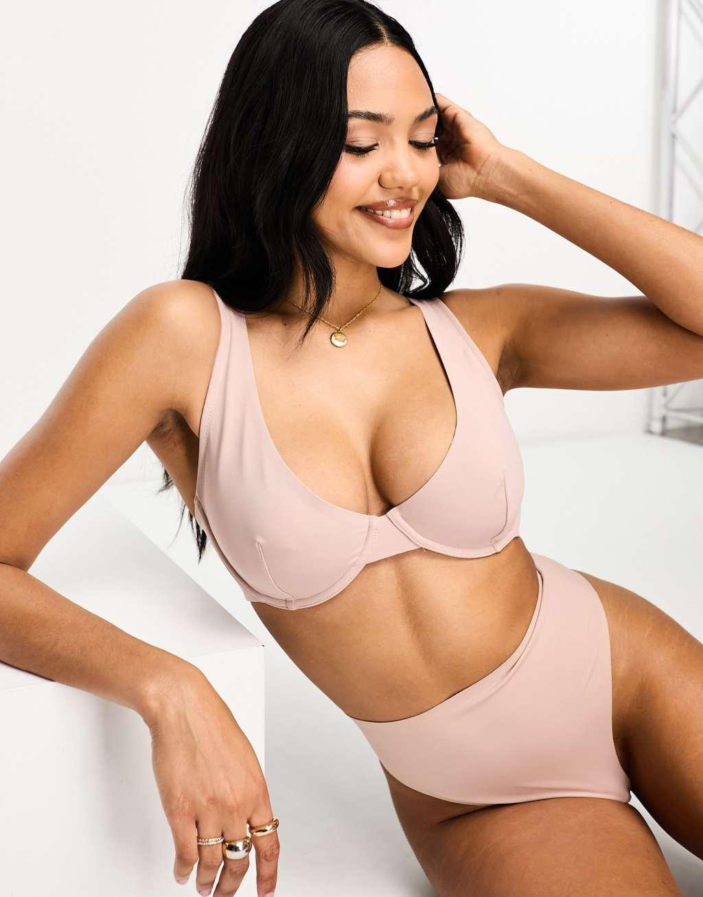 ASOS DESIGN Fuller Bust Marina nylon blend smoothing underwire bra Product Image