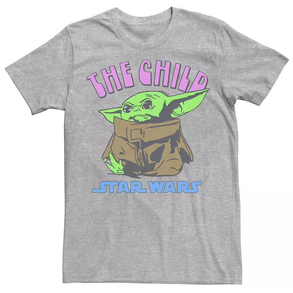Men's Star Wars The Mandalorian The Child Red Text Portrait Tee, Size: Small, Athletic Grey Product Image
