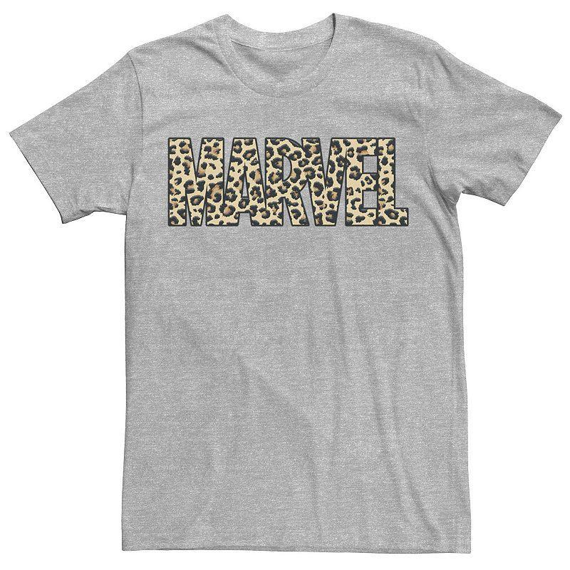 Men's Marvel Leopard Print Logo Tee, Size: XL, Athletic Grey Product Image