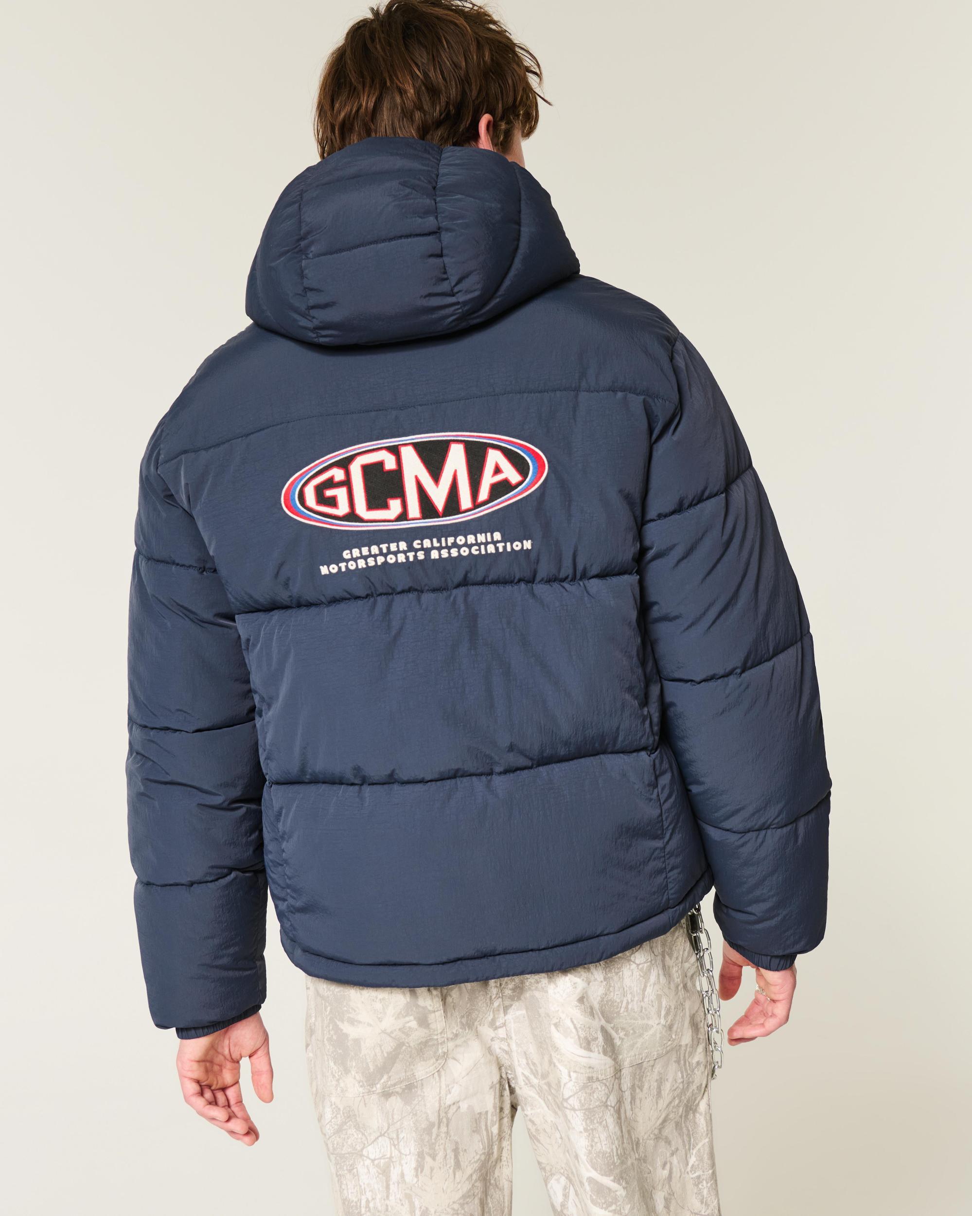 Hooded Motorsports Graphic Puffer Jacket Product Image