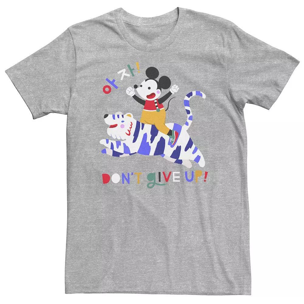 Big & Tall Disney Mickey Mouse And Tiger Don't Give Up! Tee, Men's, Size: XXL Tall, Athletic Grey Product Image