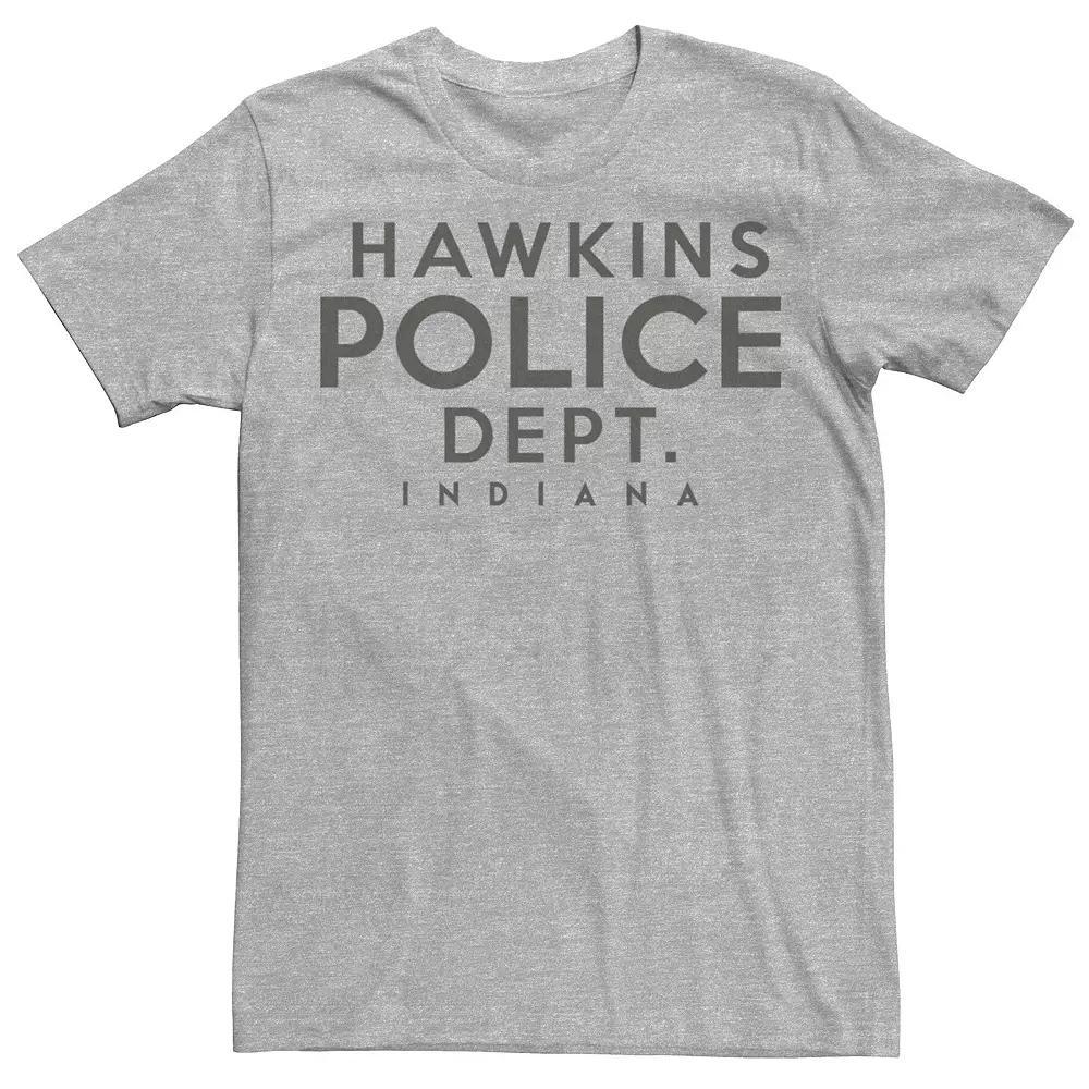 Men's Netflix Stranger Things Hawkins Police Dept. Indiana Tee, Size: 3XL, Athletic Grey Product Image