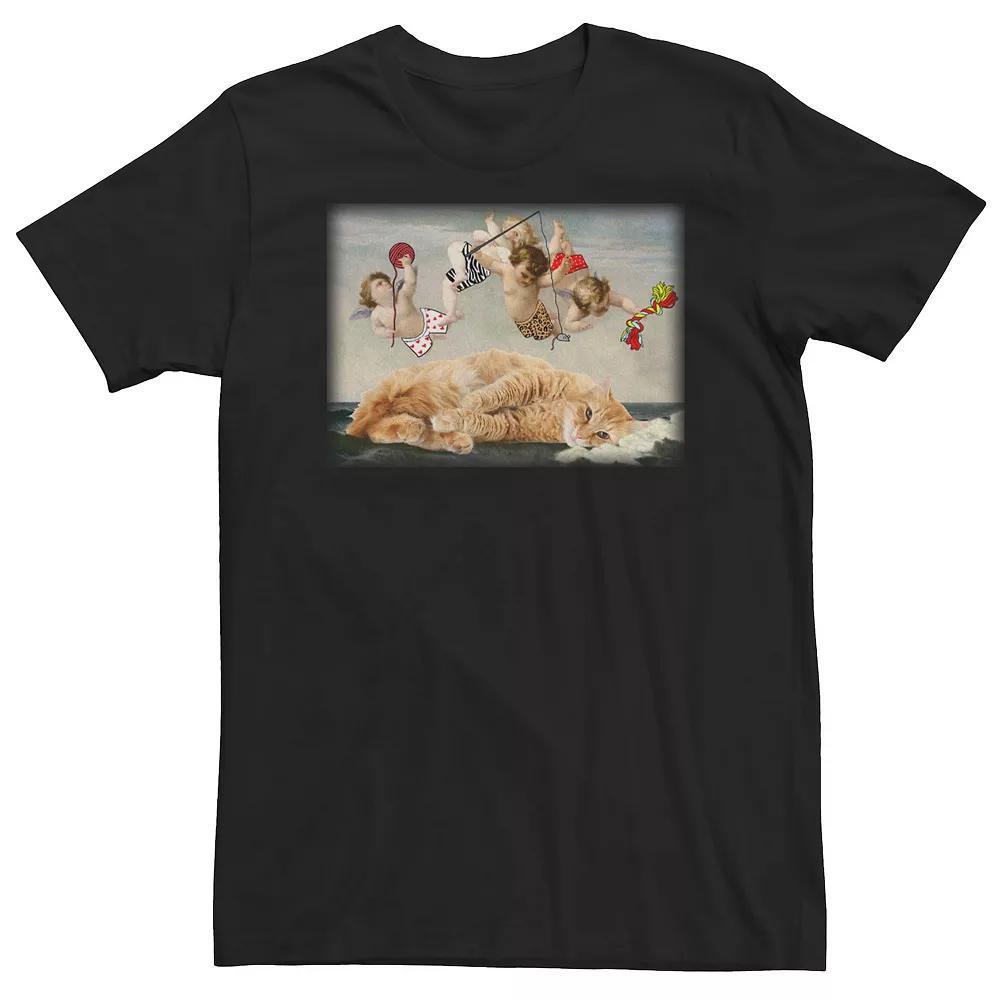 Big & Tall Trendy Cherubs And Kitten Artsy Tee, Men's, Size: XL Tall, Black Product Image