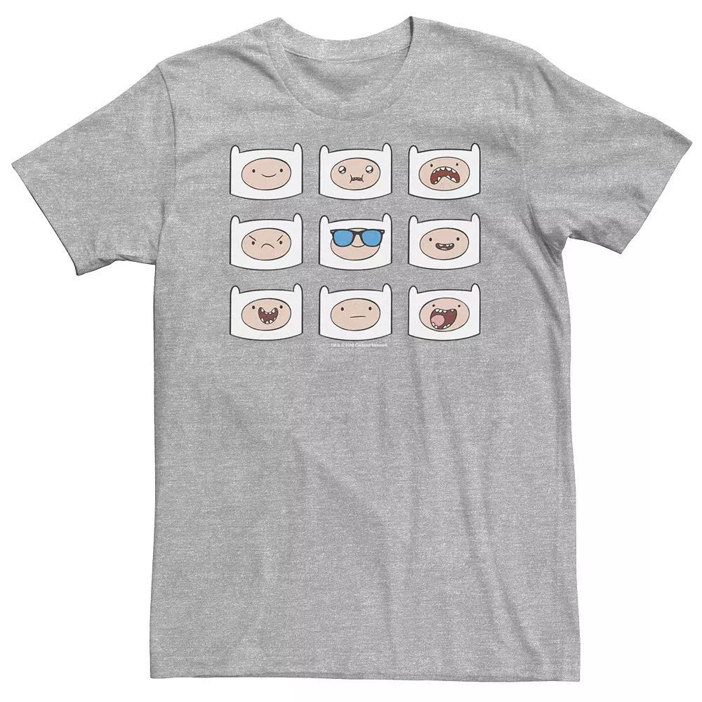 Big & Tall Adventure Time Finn's Many Faces Grid Tee, Men's, Size: 4XL, Navy Grey Product Image